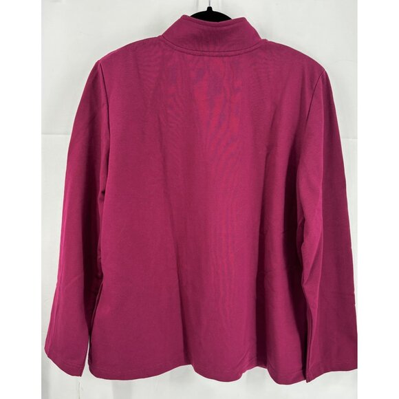 Alfred Dunner Full Zip Jacket Sz 14 Raspberry Color Embellished New - Picture 3 of 3